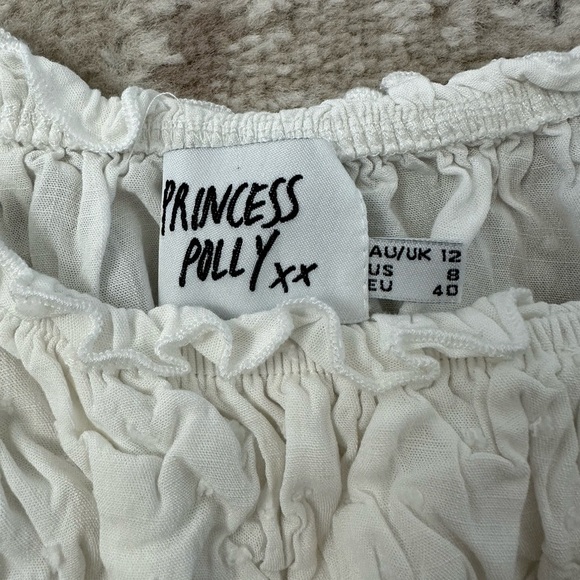 Princess Polly Love Galore White Smocked Crop Top | Size 8 - Picture 6 of 6